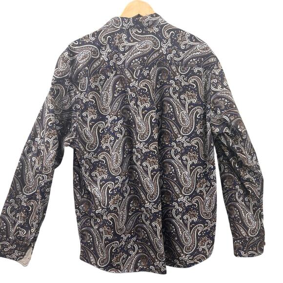 Tommy Bahama Men’s Medium Paisley Long Sleeve Button Shirt Blue Brown - Picture 3 of 10